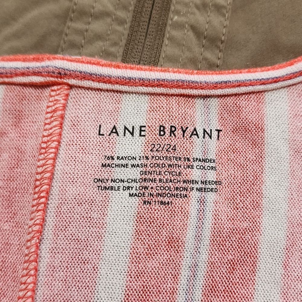 Lane Bryant tank top striped coral & white Sz 22/24 - Picture 3 of 3